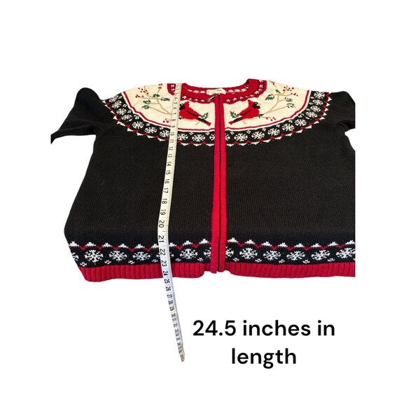 Holiday-Themed Christopher & Banks Womens Cardigan With Cardinal & Snowflake Pat - Picture 8 of 8